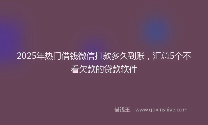 2025年热门借钱微信打款多久到账，汇总5个不看欠款的贷款软件