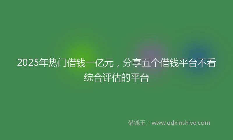 2025年热门借钱一亿元，分享五个借钱平台不看综合评估的平台