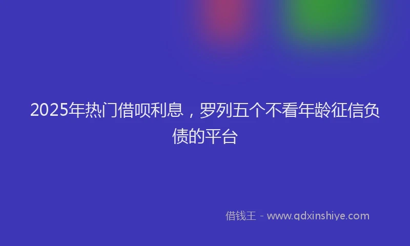 2025年热门借呗利息，罗列五个不看年龄征信负债的平台