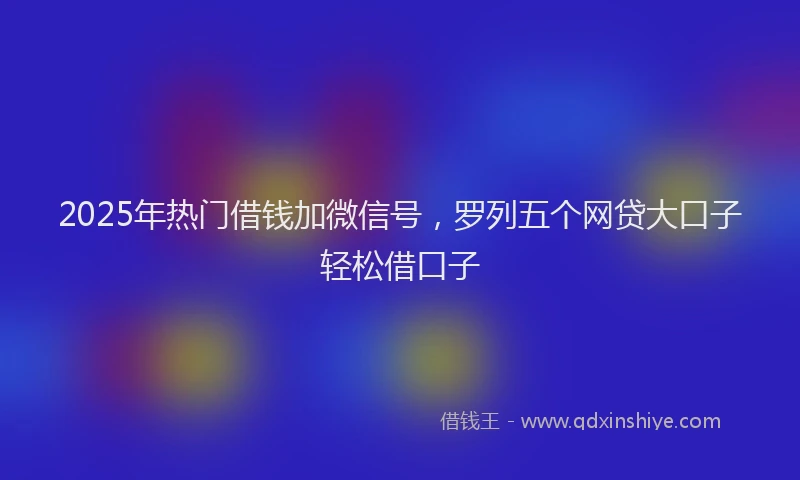 2025年热门借钱加微信号，罗列五个网贷大口子轻松借口子