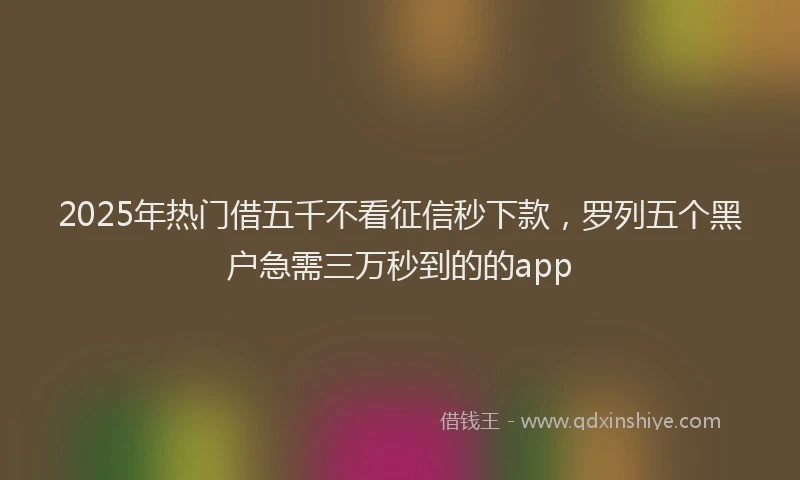 2025年热门借五千不看征信秒下款，罗列五个黑户急需三万秒到的的app