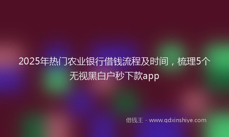 2025年热门农业银行借钱流程及时间，梳理5个无视黑白户秒下款app