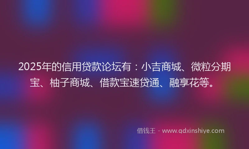2025年的信用贷款论坛有：小吉商城、微粒分期宝、柚子商城、借款宝速贷通、融享花等。