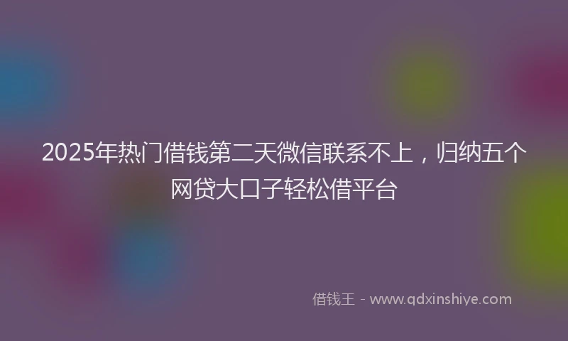 2025年热门借钱第二天微信联系不上，归纳五个网贷大口子轻松借平台