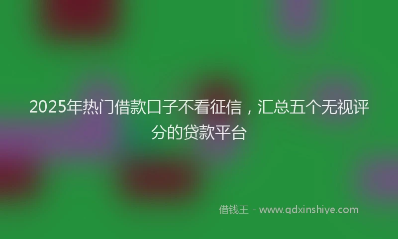 2025年热门借款口子不看征信，汇总五个无视评分的贷款平台