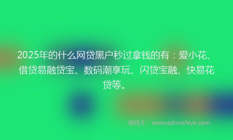 2025年的什么网贷黑户秒过拿钱的有：爱小花、借贷易融贷宝、数码潮享玩、闪贷宝融、快易花贷等。