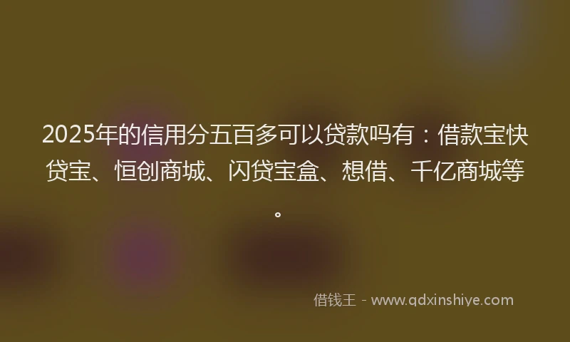 2025年的信用分五百多可以贷款吗有：借款宝快贷宝、恒创商城、闪贷宝盒、想借、千亿商城等。