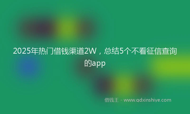 2025年热门借钱渠道2W，总结5个不看征信查询的app