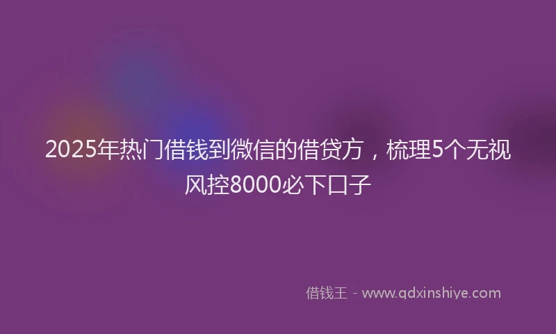 2025年热门借钱到微信的借贷方，梳理5个无视风控8000必下口子