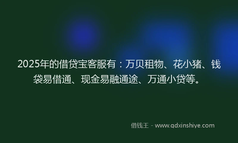 2025年的借贷宝客服有：万贝租物、花小猪、钱袋易借通、现金易融通途、万通小贷等。