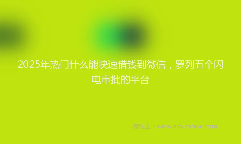 2025年热门什么能快速借钱到微信，罗列五个闪电审批的平台