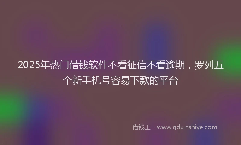 2025年热门借钱软件不看征信不看逾期，罗列五个新手机号容易下款的平台