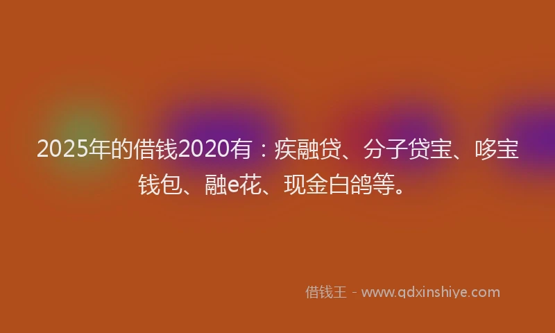 2025年的借钱2020有：疾融贷、分子贷宝、哆宝钱包、融e花、现金白鸽等。