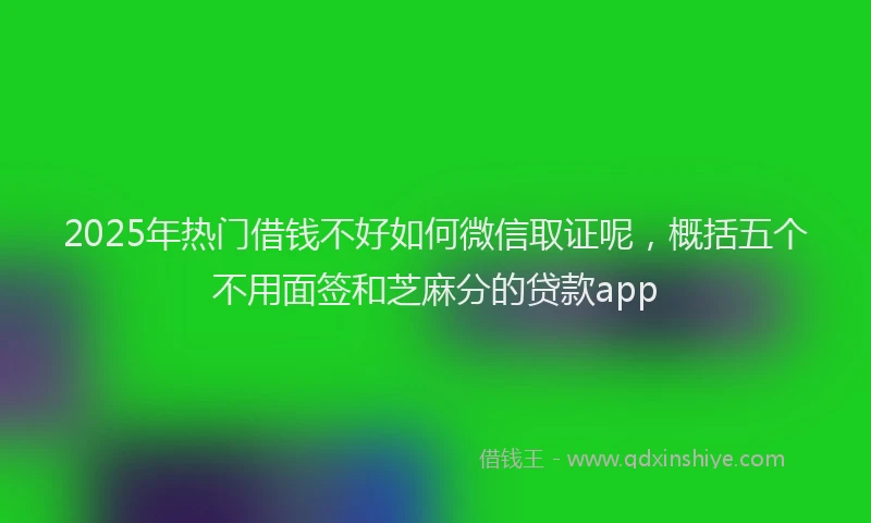 2025年热门借钱不好如何微信取证呢，概括五个不用面签和芝麻分的贷款app