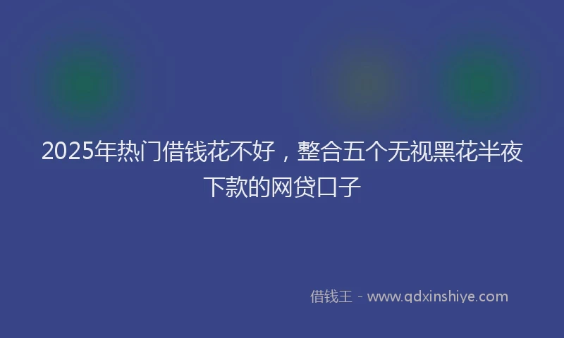 2025年热门借钱花不好，整合五个无视黑花半夜下款的网贷口子