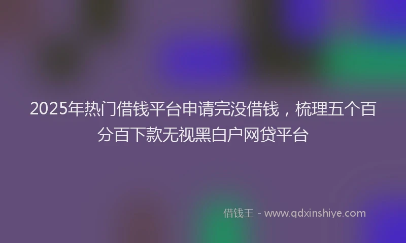 2025年热门借钱平台申请完没借钱，梳理五个百分百下款无视黑白户网贷平台