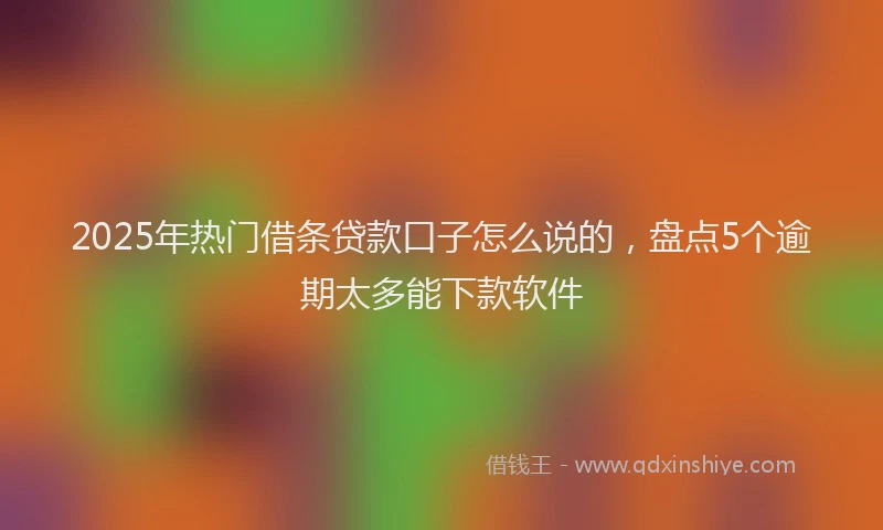 2025年热门借条贷款口子怎么说的，盘点5个逾期太多能下款软件