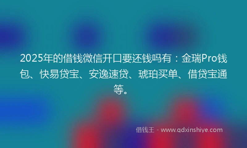 2025年的借钱微信开口要还钱吗有：金瑞Pro钱包、快易贷宝、安逸速贷、琥珀买单、借贷宝通等。