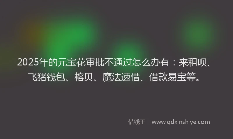 2025年的元宝花审批不通过怎么办有：来租呗、飞猪钱包、榕贝、魔法速借、借款易宝等。