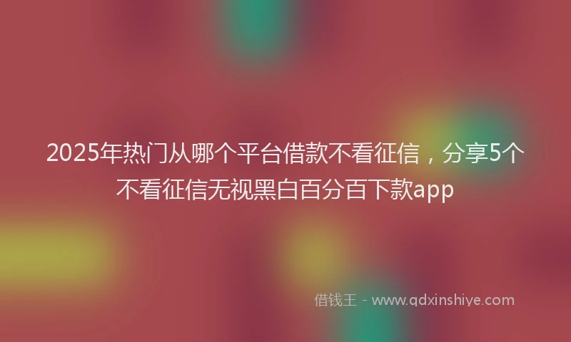 2025年热门从哪个平台借款不看征信，分享5个不看征信无视黑白百分百下款app
