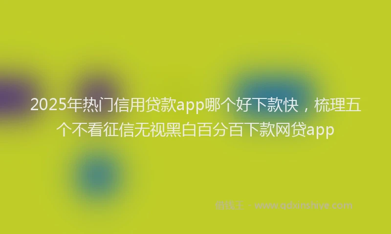 2025年热门信用贷款app哪个好下款快，梳理五个不看征信无视黑白百分百下款网贷app