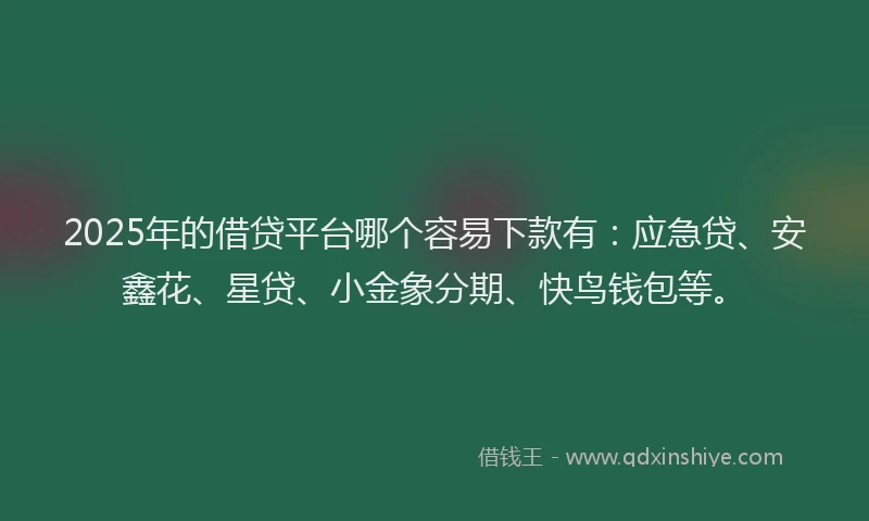 2025年的借贷平台哪个容易下款有：应急贷、安鑫花、星贷、小金象分期、快鸟钱包等。