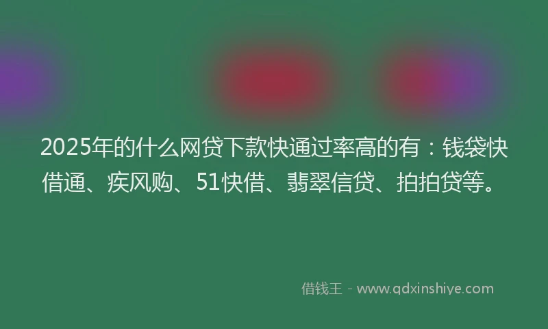 2025年的什么网贷下款快通过率高的有：钱袋快借通、疾风购、51快借、翡翠信贷、拍拍贷等。