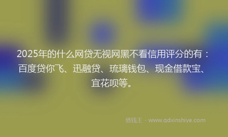 2025年的什么网贷无视网黑不看信用评分的有：百度贷你飞、迅融贷、琉璃钱包、现金借款宝、宜花呗等。