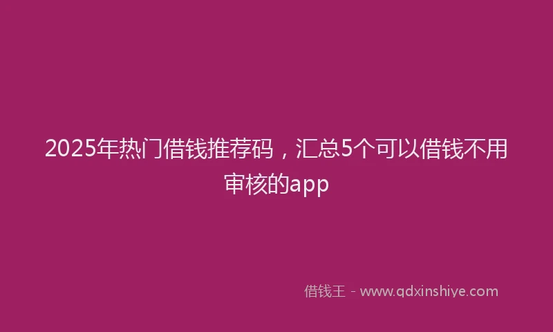 2025年热门借钱推荐码，汇总5个可以借钱不用审核的app