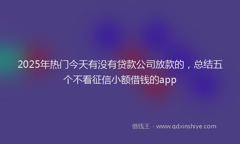 2025年热门今天有没有贷款公司放款的，总结五个不看征信小额借钱的app