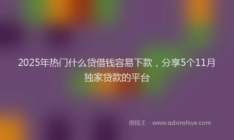 2025年热门什么贷借钱容易下款，分享5个11月独家贷款的平台