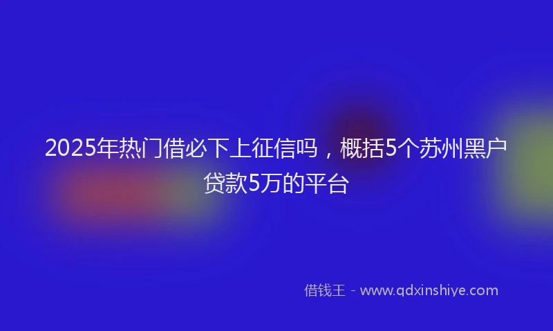 2025年热门借必下上征信吗，概括5个苏州黑户贷款5万的平台