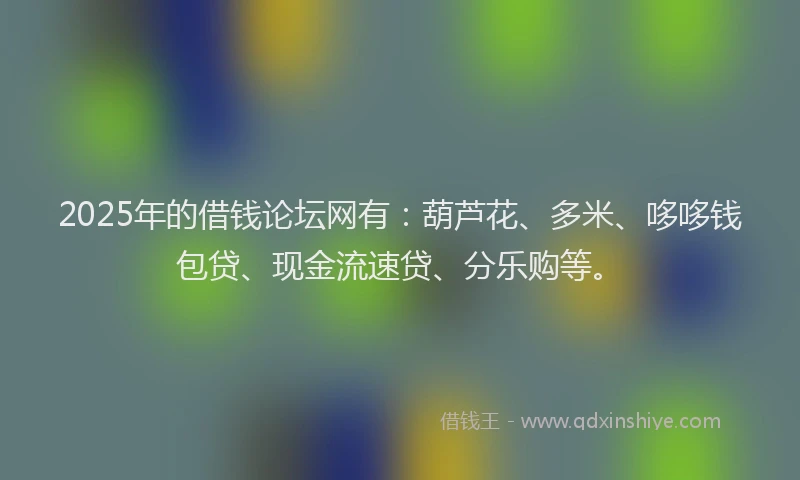 2025年的借钱论坛网有:葫芦花、多米、哆哆钱包贷、现金流速贷、分乐购等。