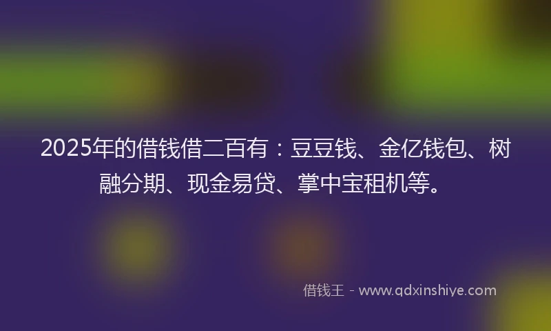 2025年的借钱借二百有:豆豆钱、金亿钱包、树融分期、现金易贷、掌中宝租机等。