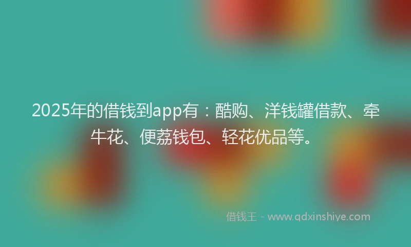 2025年的借钱到app有：酷购、洋钱罐借款、牵牛花、便荔钱包、轻花优品等。