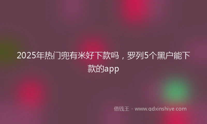 2025年热门兜有米好下款吗，罗列5个黑户能下款的app