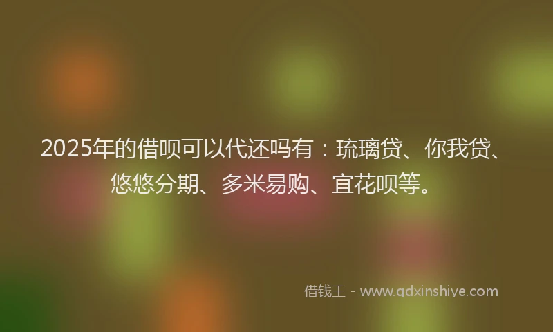 2025年的借呗可以代还吗有：琉璃贷、你我贷、悠悠分期、多米易购、宜花呗等。