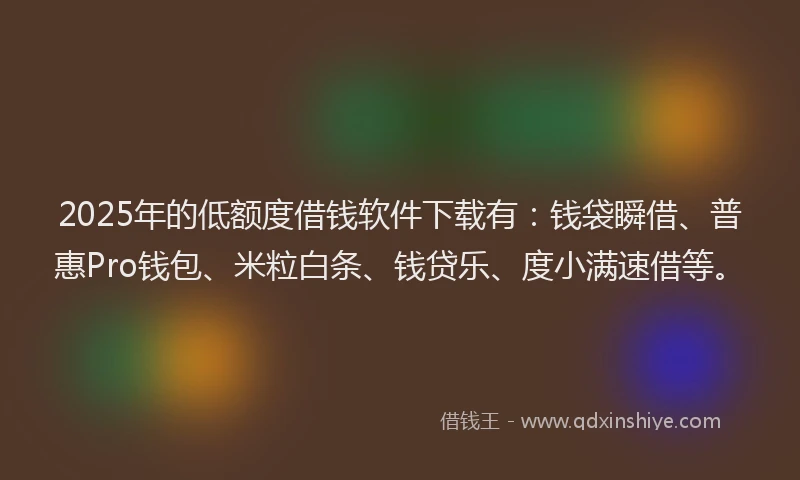 2025年的低额度借钱软件下载有：钱袋瞬借、普惠Pro钱包、米粒白条、钱贷乐、度小满速借等。