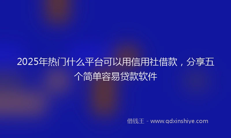 2025年热门什么平台可以用信用社借款，分享五个简单容易贷款软件
