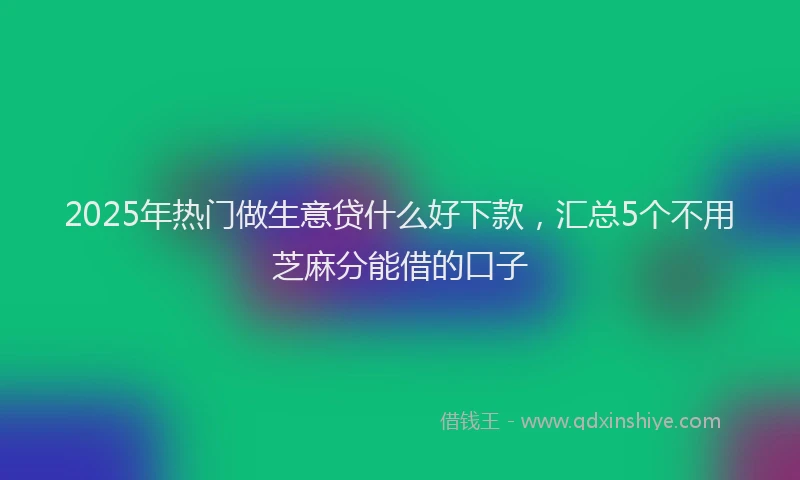 2025年热门做生意贷什么好下款，汇总5个不用芝麻分能借的口子