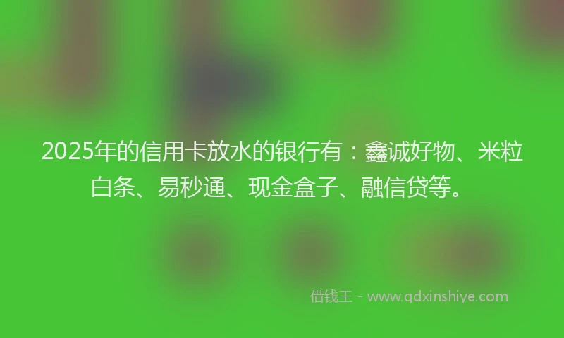 2025年的信用卡放水的银行有:鑫诚好物、米粒白条、易秒通、现金盒子、融信贷等。