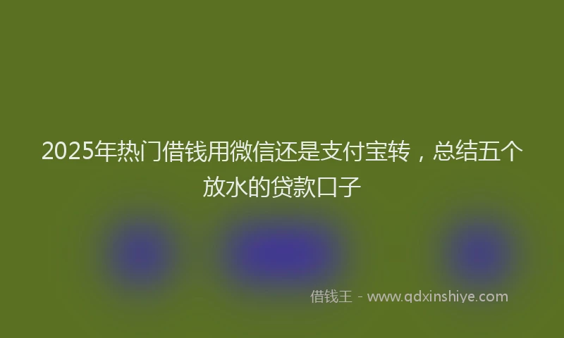 2025年热门借钱用微信还是支付宝转，总结五个放水的贷款口子