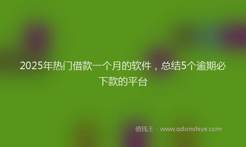2025年热门借款一个月的软件，总结5个逾期必下款的平台