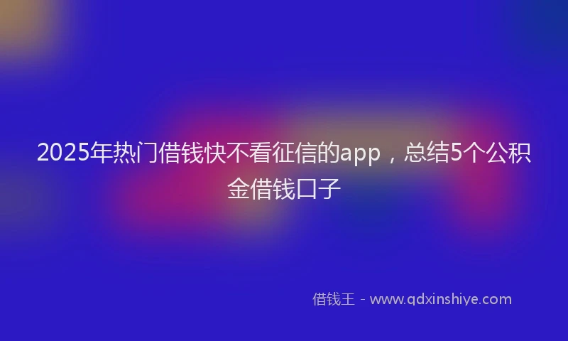 2025年热门借钱快不看征信的app，总结5个公积金借钱口子