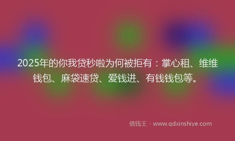 2025年的你我贷秒啦为何被拒有：掌心租、维维钱包、麻袋速贷、爱钱进、有钱钱包等。