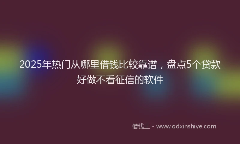 2025年热门从哪里借钱比较靠谱，盘点5个贷款好做不看征信的软件