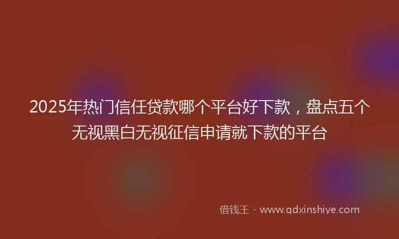2025年热门信任贷款哪个平台好下款，盘点五个无视黑白无视征信申请就下款的平台