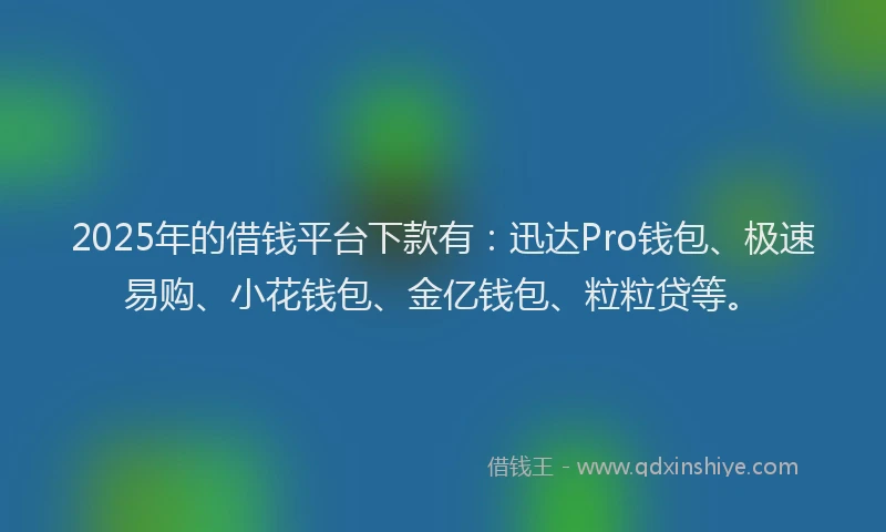 2025年的借钱平台下款有：迅达Pro钱包、极速易购、小花钱包、金亿钱包、粒粒贷等。