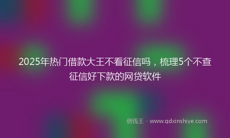 2025年热门借款大王不看征信吗，梳理5个不查征信好下款的网贷软件