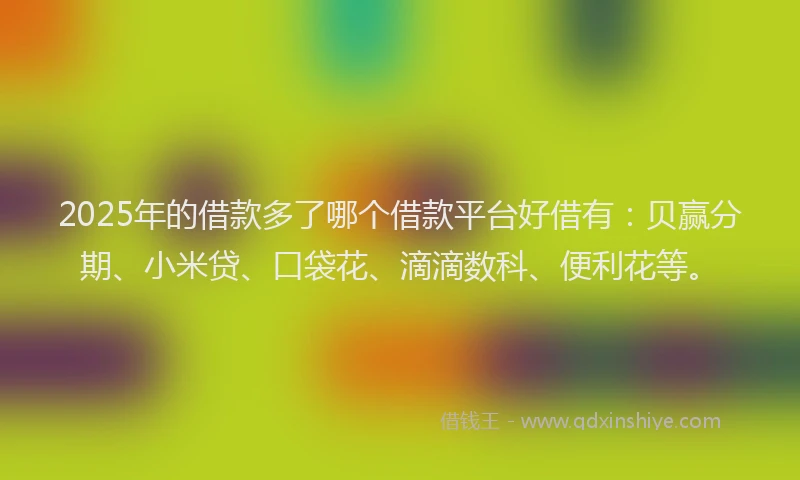 2025年的借款多了哪个借款平台好借有：贝赢分期、小米贷、口袋花、滴滴数科、便利花等。